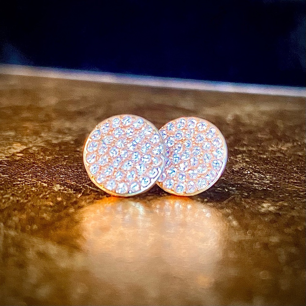 kate spade Rose Gold & Diamond studs - Round 1/2" pierced